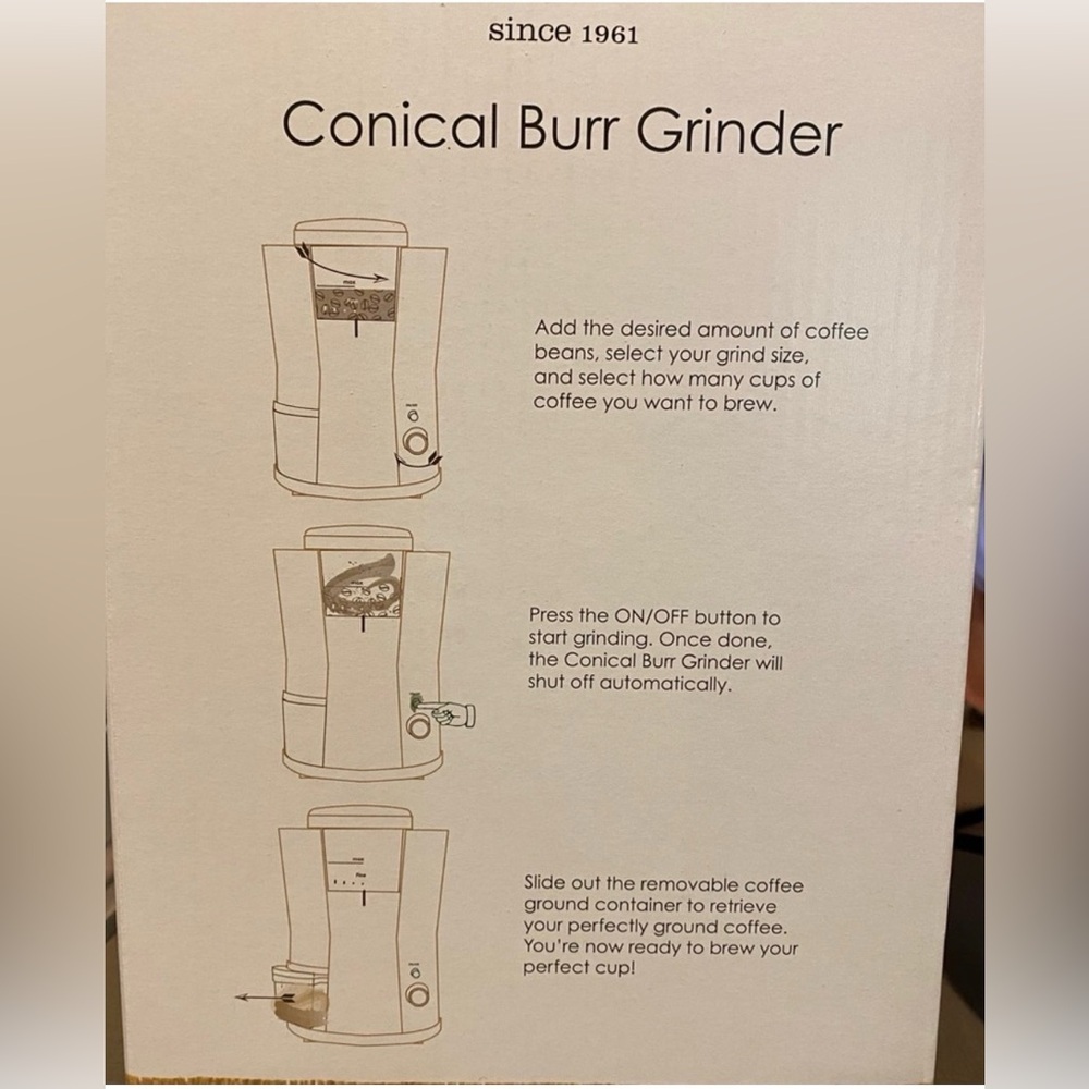 NIB Brim Conical Burr Grinder - Silver - Picture 4 of 4